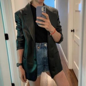 Faux leather blazer